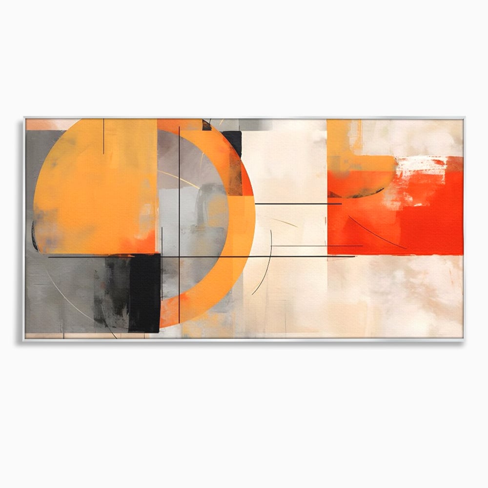 Leinwand Wandkunst Leinwand Premium LuxCanva® C1238, gelber Kreis abstrakte Malerei, entspannend, Wohnzimmer, lebendige Farben