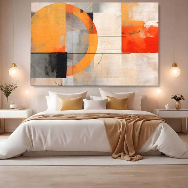 Leinwand Wandkunst Leinwand Premium LuxCanva® C1238, gelber Kreis abstrakte Malerei, entspannend, Wohnzimmer, lebendige Farben