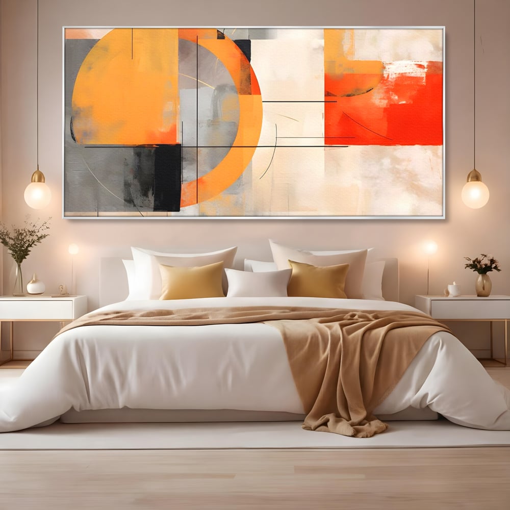 Leinwand Wandkunst Leinwand Premium LuxCanva® C1238, gelber Kreis abstrakte Malerei, entspannend, Wohnzimmer, lebendige Farben