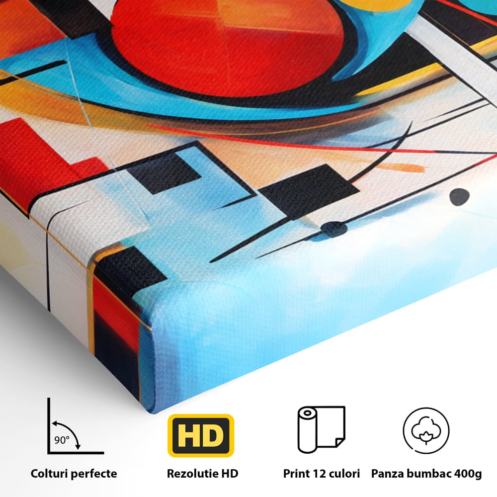 Tablou Canvas Premium, LuxCanva® C1268, Orbita gandurilor, Geometrie, Culori, Miscare, Ritm, Urban, Axa, Energie, Spatiu, Univers, Ordine, Haos, Cromatica, Abstarct