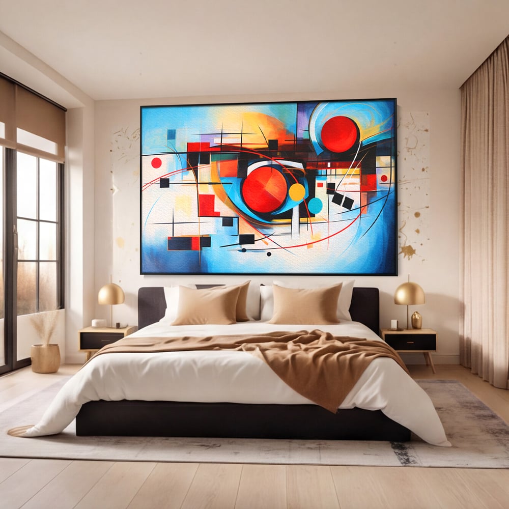 Tablou Canvas Premium, LuxCanva® C1268, Orbita gandurilor, Geometrie, Culori, Miscare, Ritm, Urban, Axa, Energie, Spatiu, Univers, Ordine, Haos, Cromatica, Abstarct