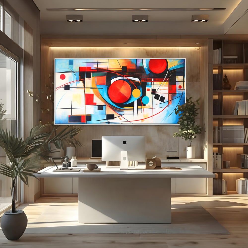 Tablou Canvas Premium, LuxCanva® C1268, Orbita gandurilor, Geometrie, Culori, Miscare, Ritm, Urban, Axa, Energie, Spatiu, Univers, Ordine, Haos, Cromatica, Abstarct