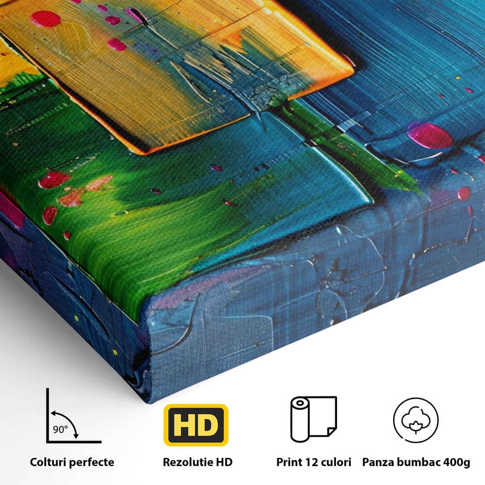 Tablou Canvas Premium, LuxCanva® C1269, Blocuri de lumina, Geometrie, Culori, Fragmente, Compozitie, Urban, Impuls, Creativitate, Expresivitate, Expozitie, Iubire, Birou, Living, Dormitor