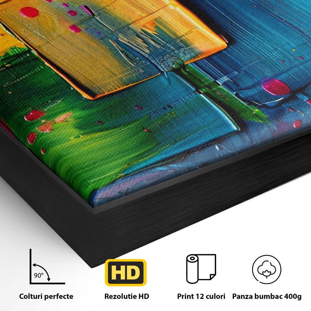Tablou Canvas Premium, LuxCanva® C1269, Blocuri de lumina, Geometrie, Culori, Fragmente, Compozitie, Urban, Impuls, Creativitate, Expresivitate, Expozitie, Iubire, Birou, Living, Dormitor