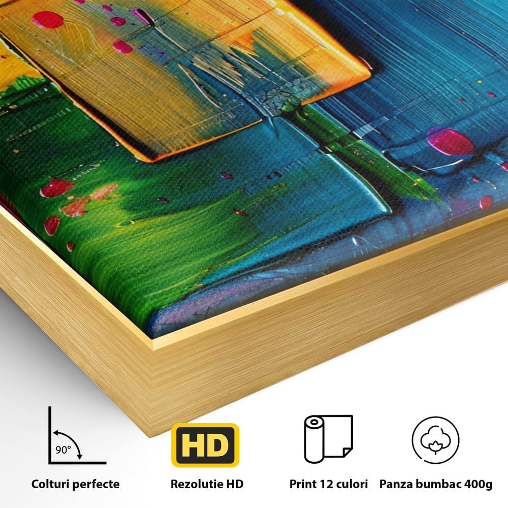 Tablou Canvas Premium, LuxCanva® C1269, Blocuri de lumina, Geometrie, Culori, Fragmente, Compozitie, Urban, Impuls, Creativitate, Expresivitate, Expozitie, Iubire, Birou, Living, Dormitor