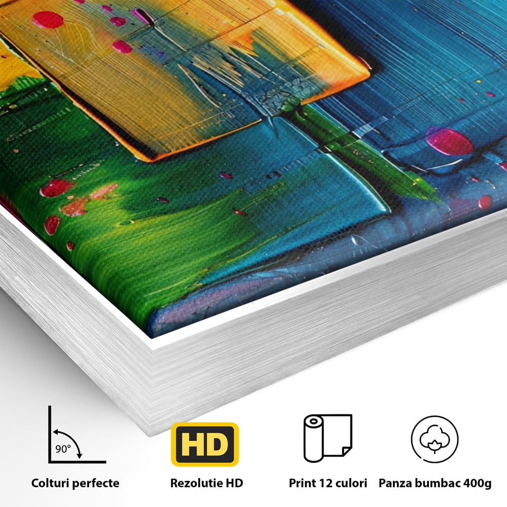 Tablou Canvas Premium, LuxCanva® C1269, Blocuri de lumina, Geometrie, Culori, Fragmente, Compozitie, Urban, Impuls, Creativitate, Expresivitate, Expozitie, Iubire, Birou, Living, Dormitor
