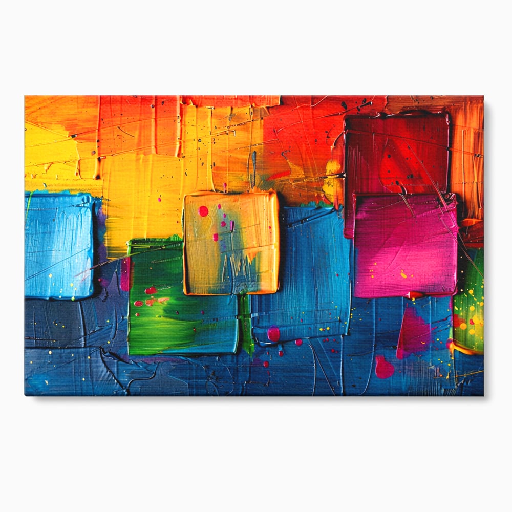 Tablou Canvas Premium, LuxCanva® C1269, Blocuri de lumina, Geometrie, Culori, Fragmente, Compozitie, Urban, Impuls, Creativitate, Expresivitate, Expozitie, Iubire, Birou, Living, Dormitor
