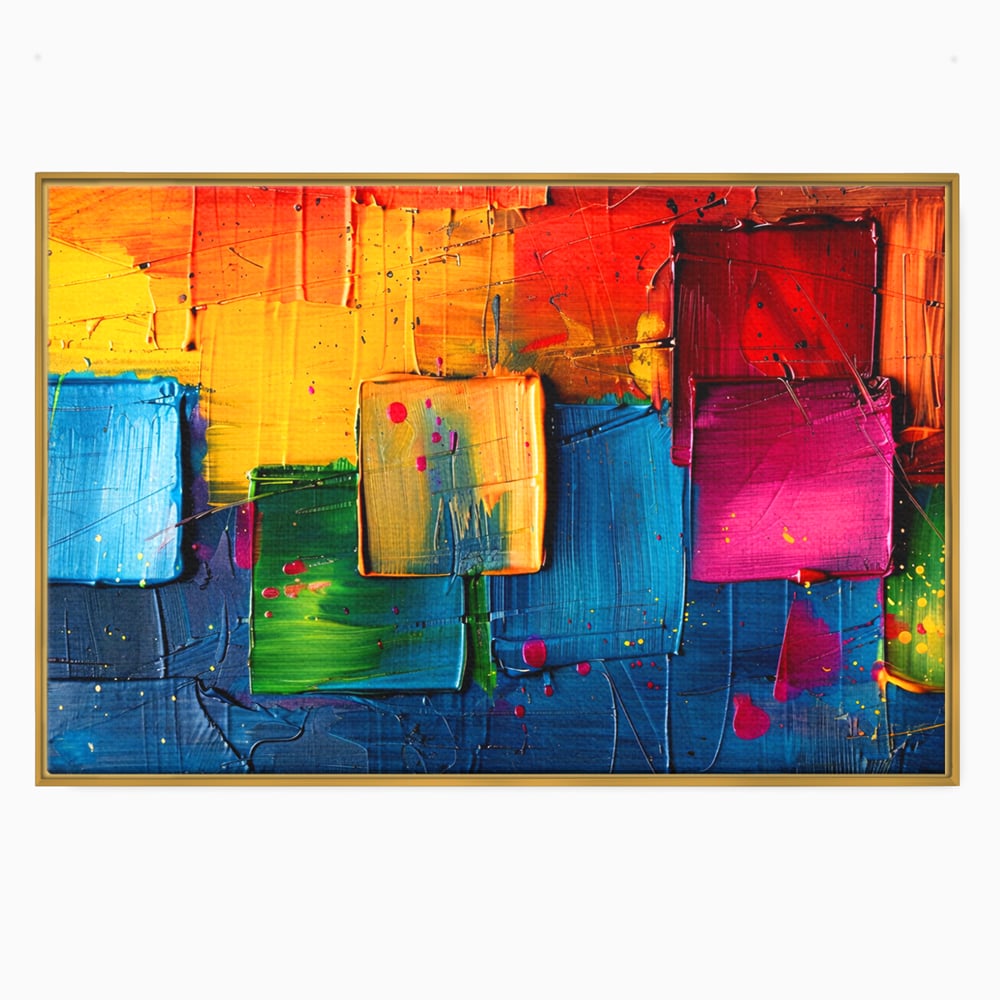 Tablou Canvas Premium, LuxCanva® C1269, Blocuri de lumina, Geometrie, Culori, Fragmente, Compozitie, Urban, Impuls, Creativitate, Expresivitate, Expozitie, Iubire, Birou, Living, Dormitor