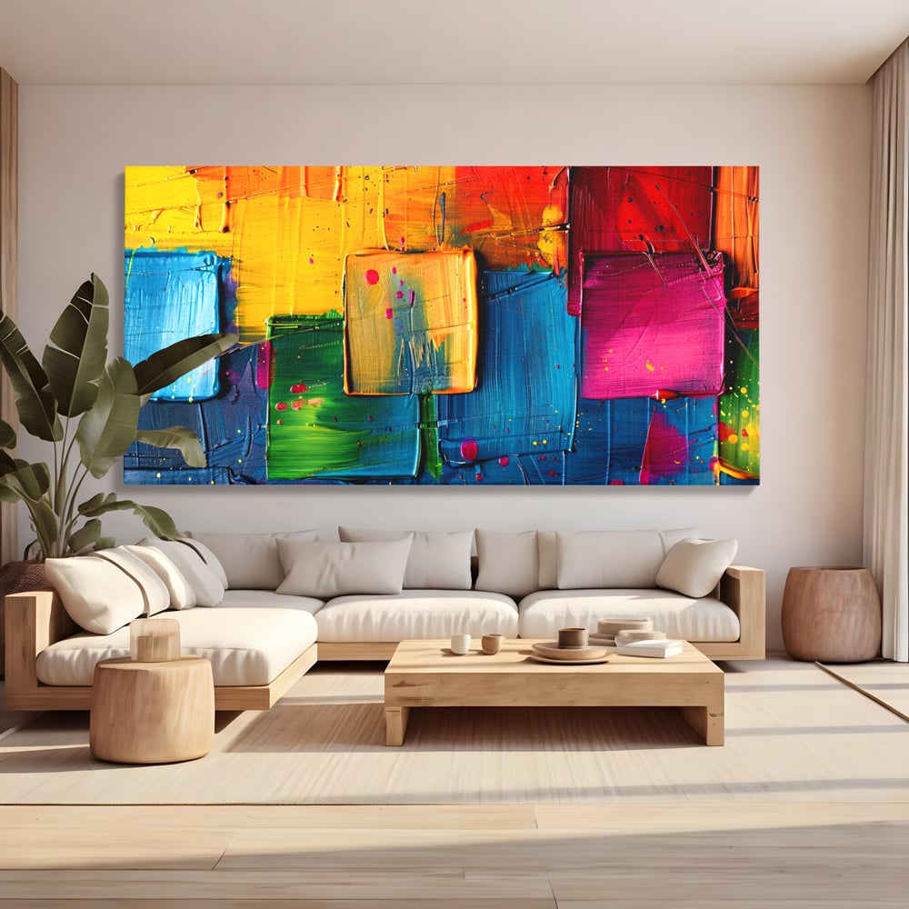 Tablou Canvas Premium, LuxCanva® C1269, Blocuri de lumina, Geometrie, Culori, Fragmente, Compozitie, Urban, Impuls, Creativitate, Expresivitate, Expozitie, Iubire, Birou, Living, Dormitor