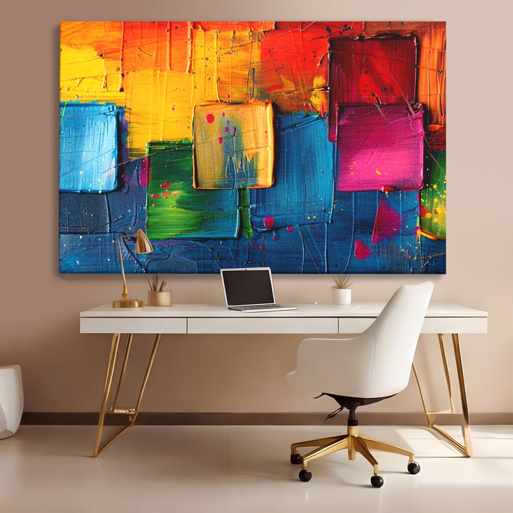 Tablou Canvas Premium, LuxCanva® C1269, Blocuri de lumina, Geometrie, Culori, Fragmente, Compozitie, Urban, Impuls, Creativitate, Expresivitate, Expozitie, Iubire, Birou, Living, Dormitor