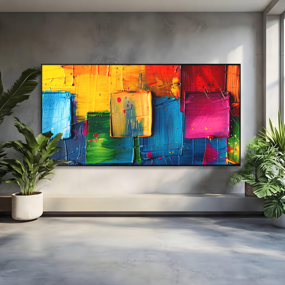 Tablou Canvas Premium, LuxCanva® C1269, Blocuri de lumina, Geometrie, Culori, Fragmente, Compozitie, Urban, Impuls, Creativitate, Expresivitate, Expozitie, Iubire, Birou, Living, Dormitor