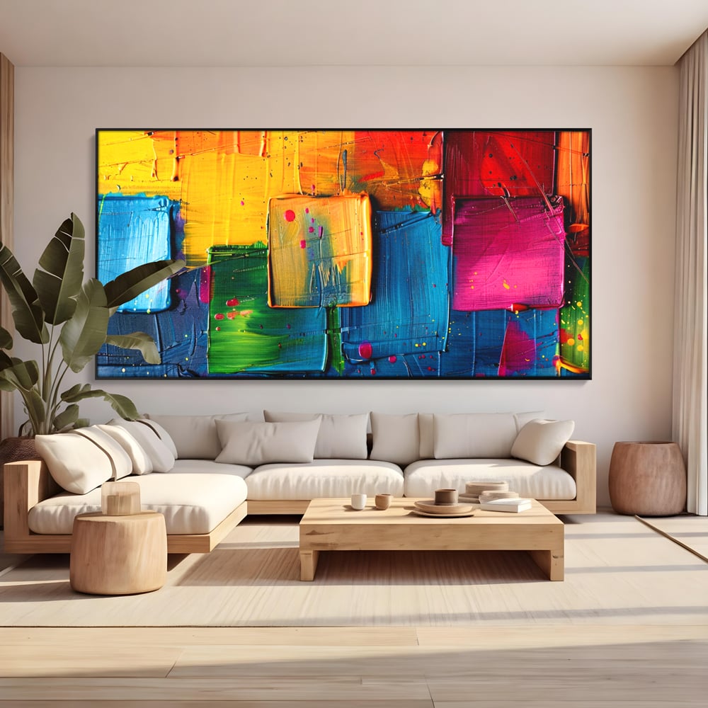 Tablou Canvas Premium, LuxCanva® C1269, Blocuri de lumina, Geometrie, Culori, Fragmente, Compozitie, Urban, Impuls, Creativitate, Expresivitate, Expozitie, Iubire, Birou, Living, Dormitor