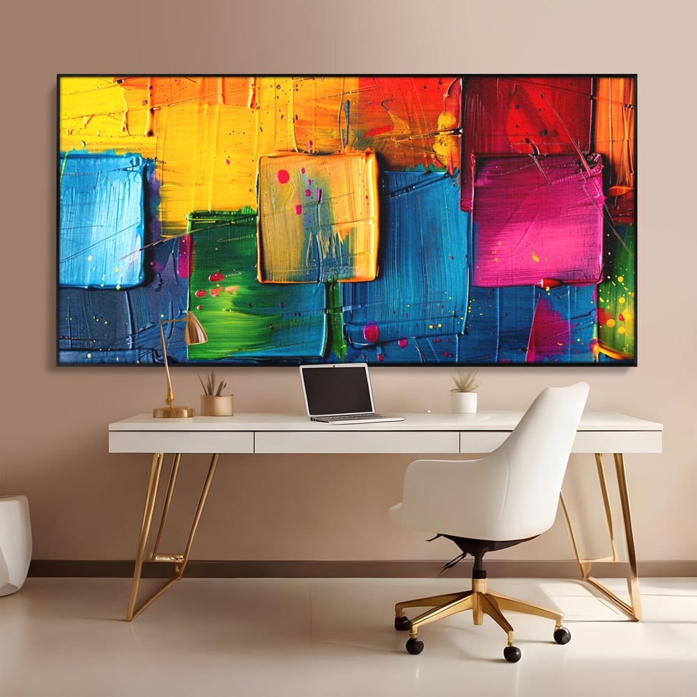 Tablou Canvas Premium, LuxCanva® C1269, Blocuri de lumina, Geometrie, Culori, Fragmente, Compozitie, Urban, Impuls, Creativitate, Expresivitate, Expozitie, Iubire, Birou, Living, Dormitor