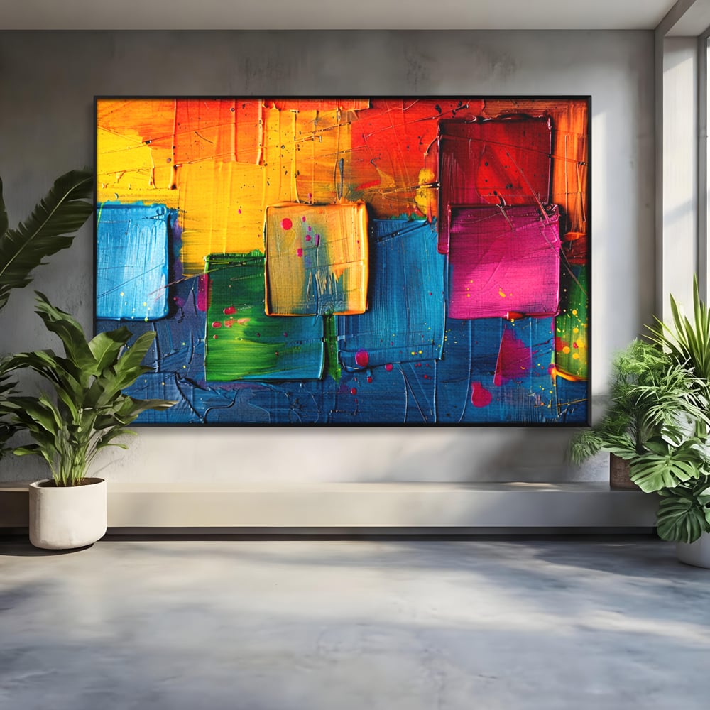 Tablou Canvas Premium, LuxCanva® C1269, Blocuri de lumina, Geometrie, Culori, Fragmente, Compozitie, Urban, Impuls, Creativitate, Expresivitate, Expozitie, Iubire, Birou, Living, Dormitor