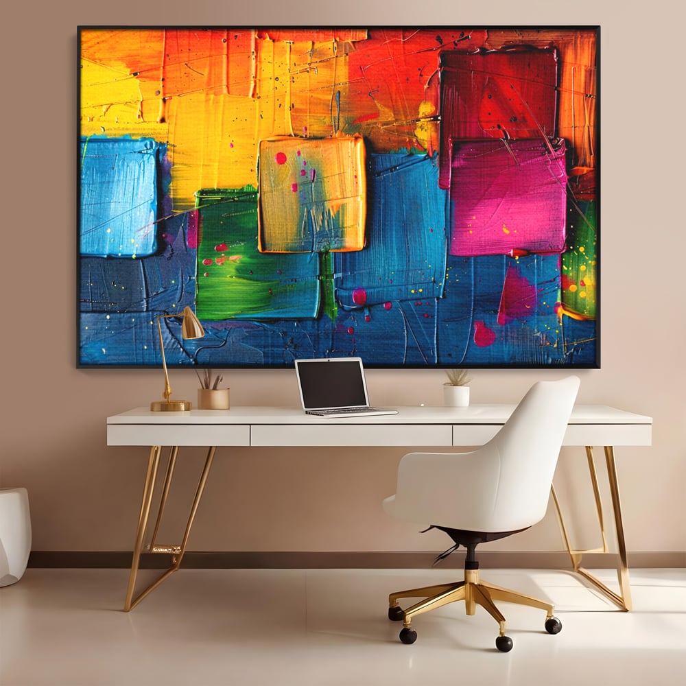 Tablou Canvas Premium, LuxCanva® C1269, Blocuri de lumina, Geometrie, Culori, Fragmente, Compozitie, Urban, Impuls, Creativitate, Expresivitate, Expozitie, Iubire, Birou, Living, Dormitor