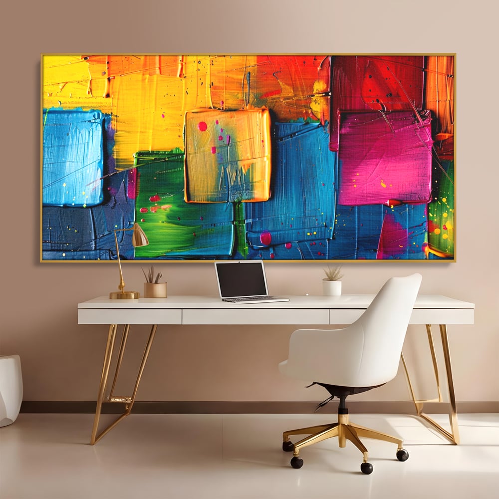 Tablou Canvas Premium, LuxCanva® C1269, Blocuri de lumina, Geometrie, Culori, Fragmente, Compozitie, Urban, Impuls, Creativitate, Expresivitate, Expozitie, Iubire, Birou, Living, Dormitor