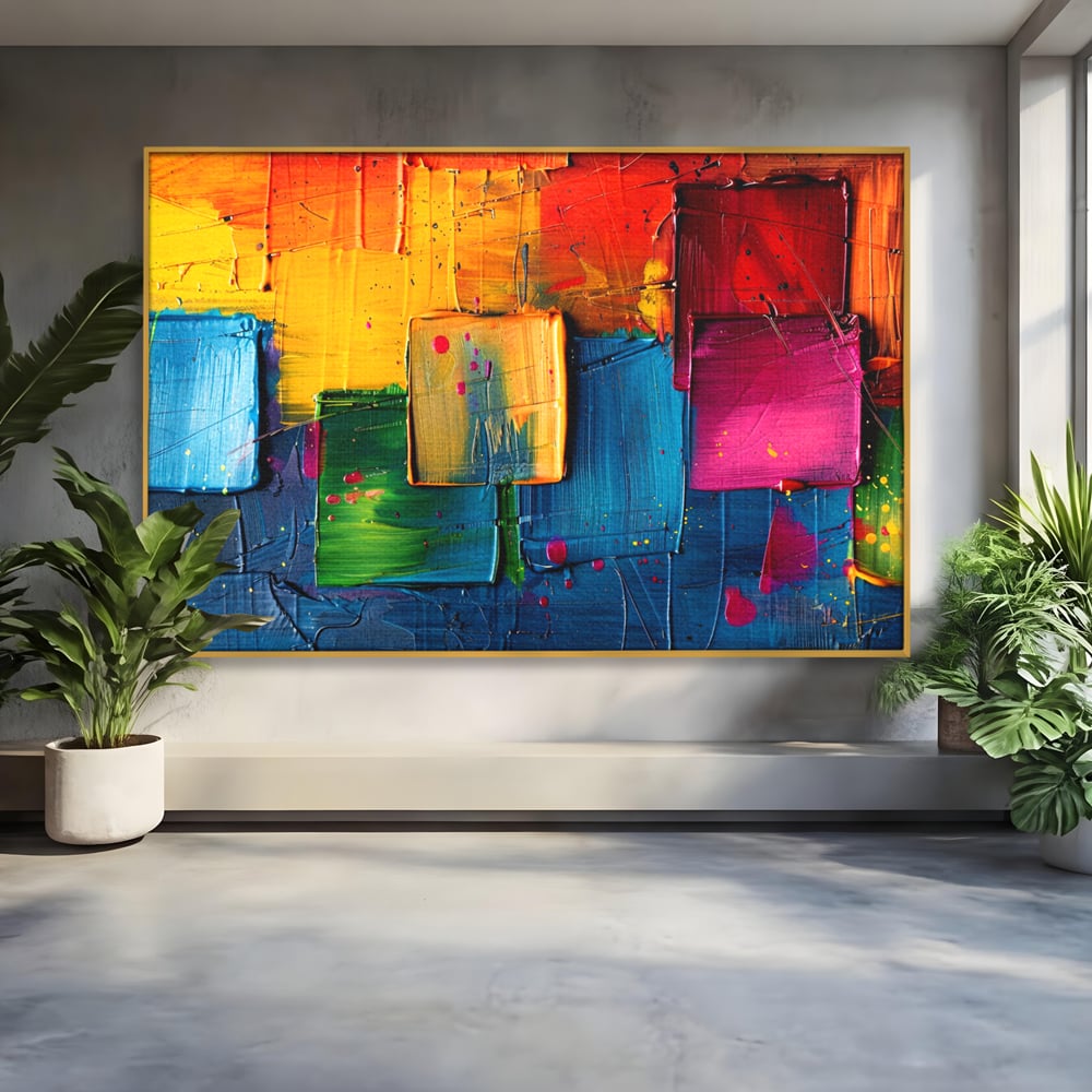 Tablou Canvas Premium, LuxCanva® C1269, Blocuri de lumina, Geometrie, Culori, Fragmente, Compozitie, Urban, Impuls, Creativitate, Expresivitate, Expozitie, Iubire, Birou, Living, Dormitor