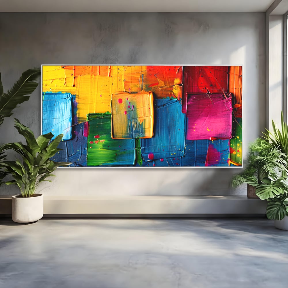 Tablou Canvas Premium, LuxCanva® C1269, Blocuri de lumina, Geometrie, Culori, Fragmente, Compozitie, Urban, Impuls, Creativitate, Expresivitate, Expozitie, Iubire, Birou, Living, Dormitor