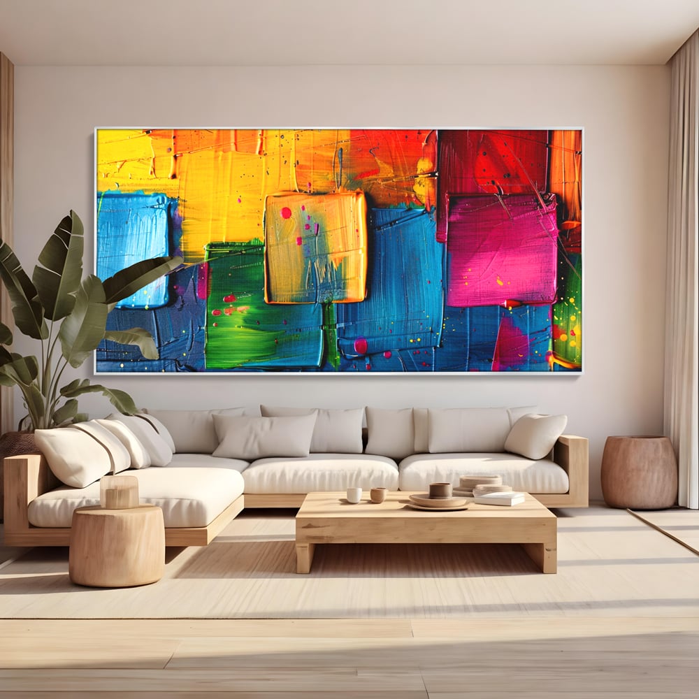 Tablou Canvas Premium, LuxCanva® C1269, Blocuri de lumina, Geometrie, Culori, Fragmente, Compozitie, Urban, Impuls, Creativitate, Expresivitate, Expozitie, Iubire, Birou, Living, Dormitor