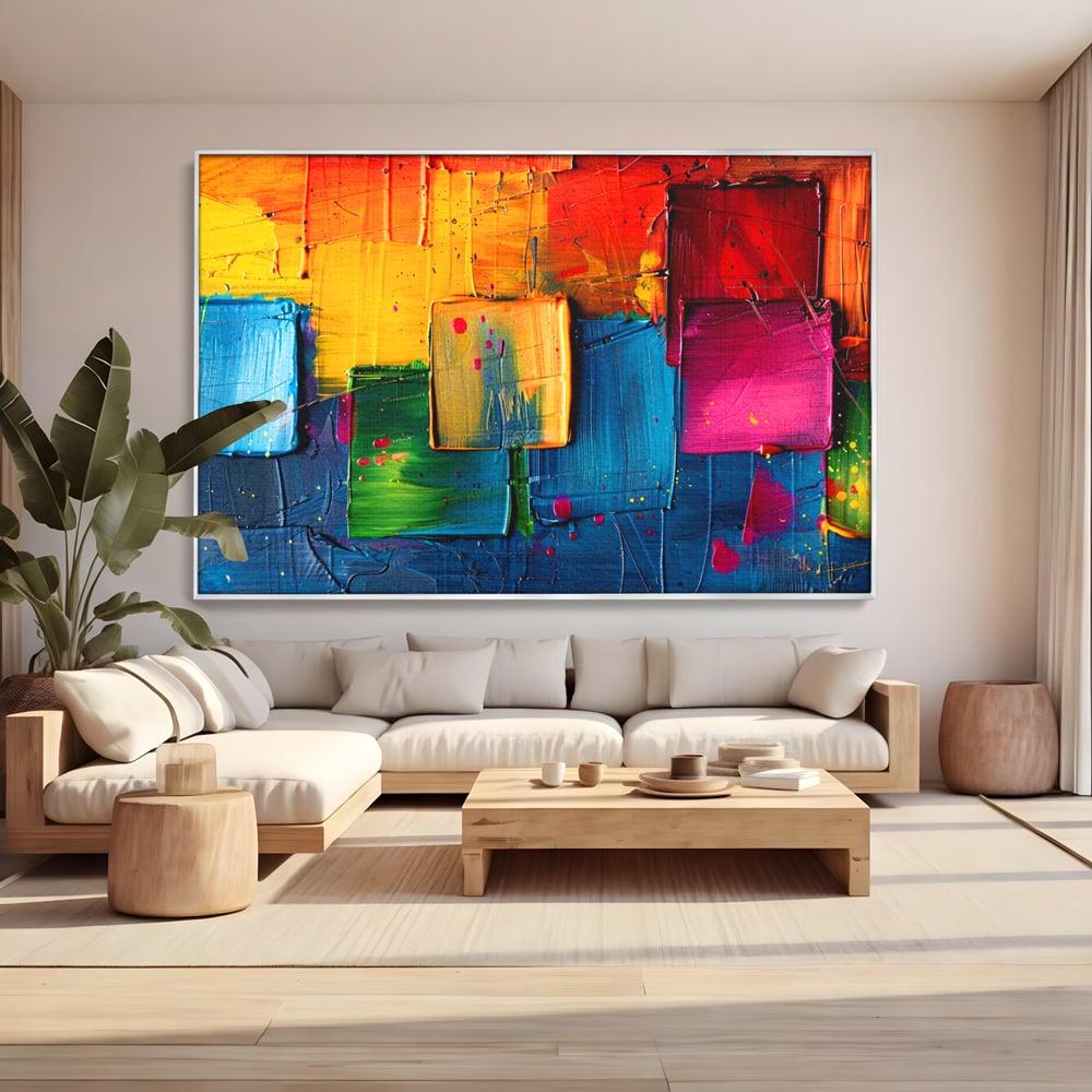 Tablou Canvas Premium, LuxCanva® C1269, Blocuri de lumina, Geometrie, Culori, Fragmente, Compozitie, Urban, Impuls, Creativitate, Expresivitate, Expozitie, Iubire, Birou, Living, Dormitor