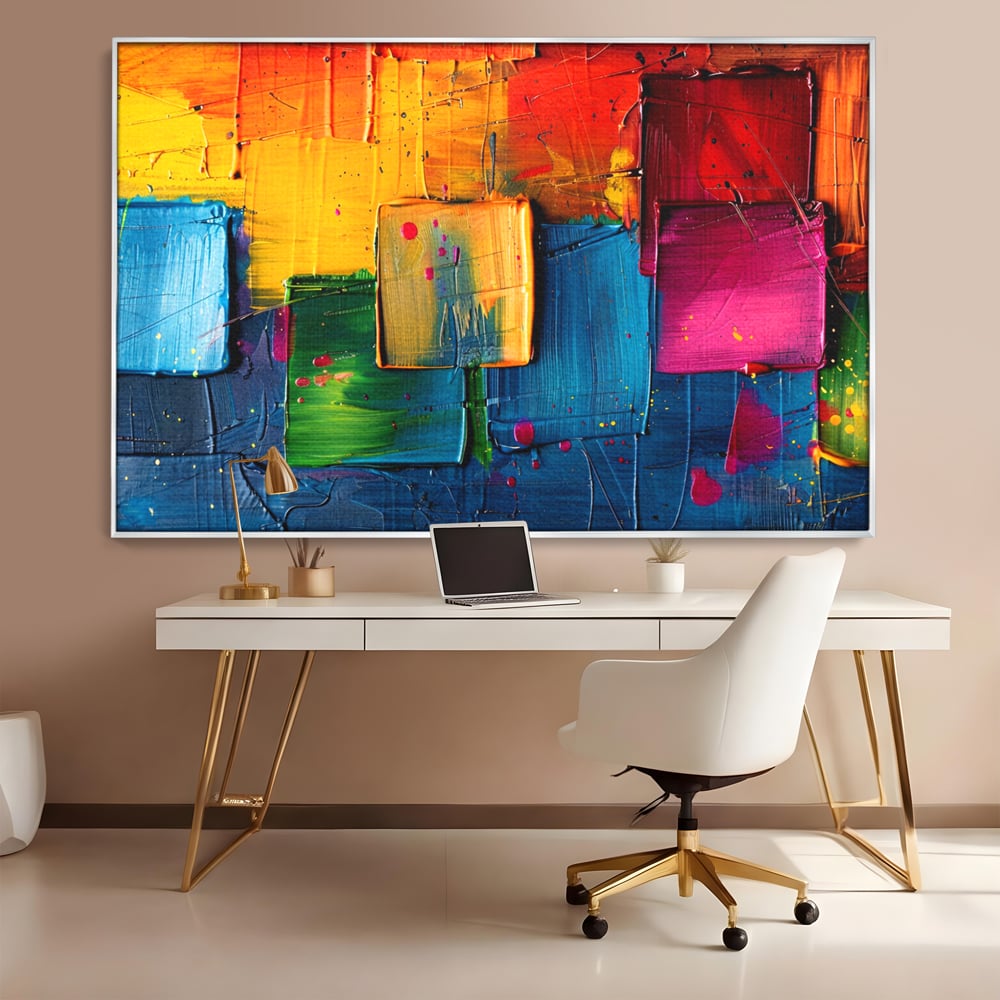 Tablou Canvas Premium, LuxCanva® C1269, Blocuri de lumina, Geometrie, Culori, Fragmente, Compozitie, Urban, Impuls, Creativitate, Expresivitate, Expozitie, Iubire, Birou, Living, Dormitor