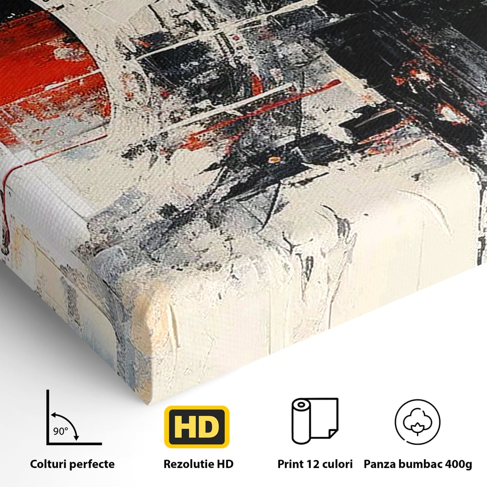 Tablou Canvas Premium, LuxCanva® C1270, Nucleu rosu, Geometrie, Culori, Impact, Structuri, Tensiune, Intersectie, Arhitectura, Liniste, Haos, Fragmente, Colorat, Birou, Living, Dormitor