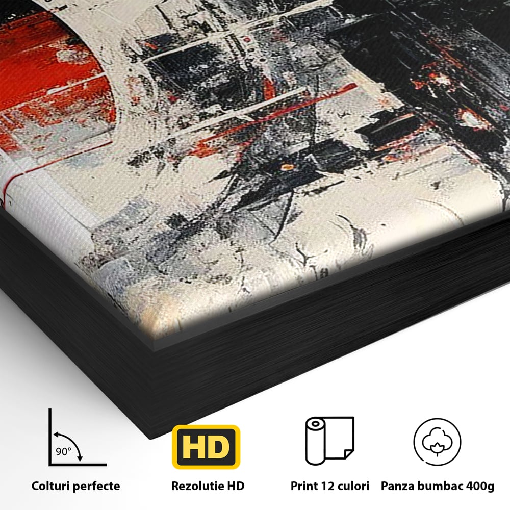 Tablou Canvas Premium, LuxCanva® C1270, Nucleu rosu, Geometrie, Culori, Impact, Structuri, Tensiune, Intersectie, Arhitectura, Liniste, Haos, Fragmente, Colorat, Birou, Living, Dormitor