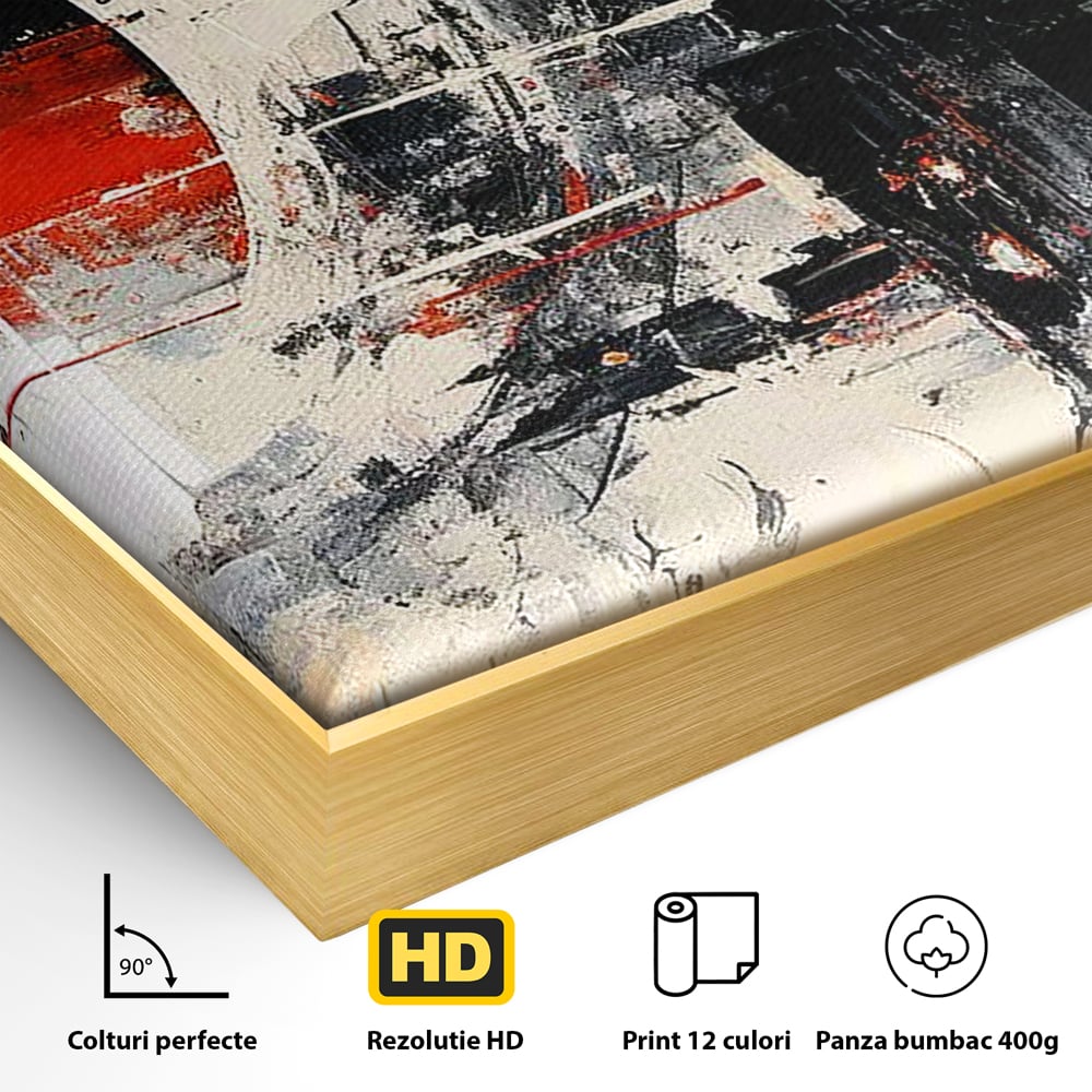 Tablou Canvas Premium, LuxCanva® C1270, Nucleu rosu, Geometrie, Culori, Impact, Structuri, Tensiune, Intersectie, Arhitectura, Liniste, Haos, Fragmente, Colorat, Birou, Living, Dormitor