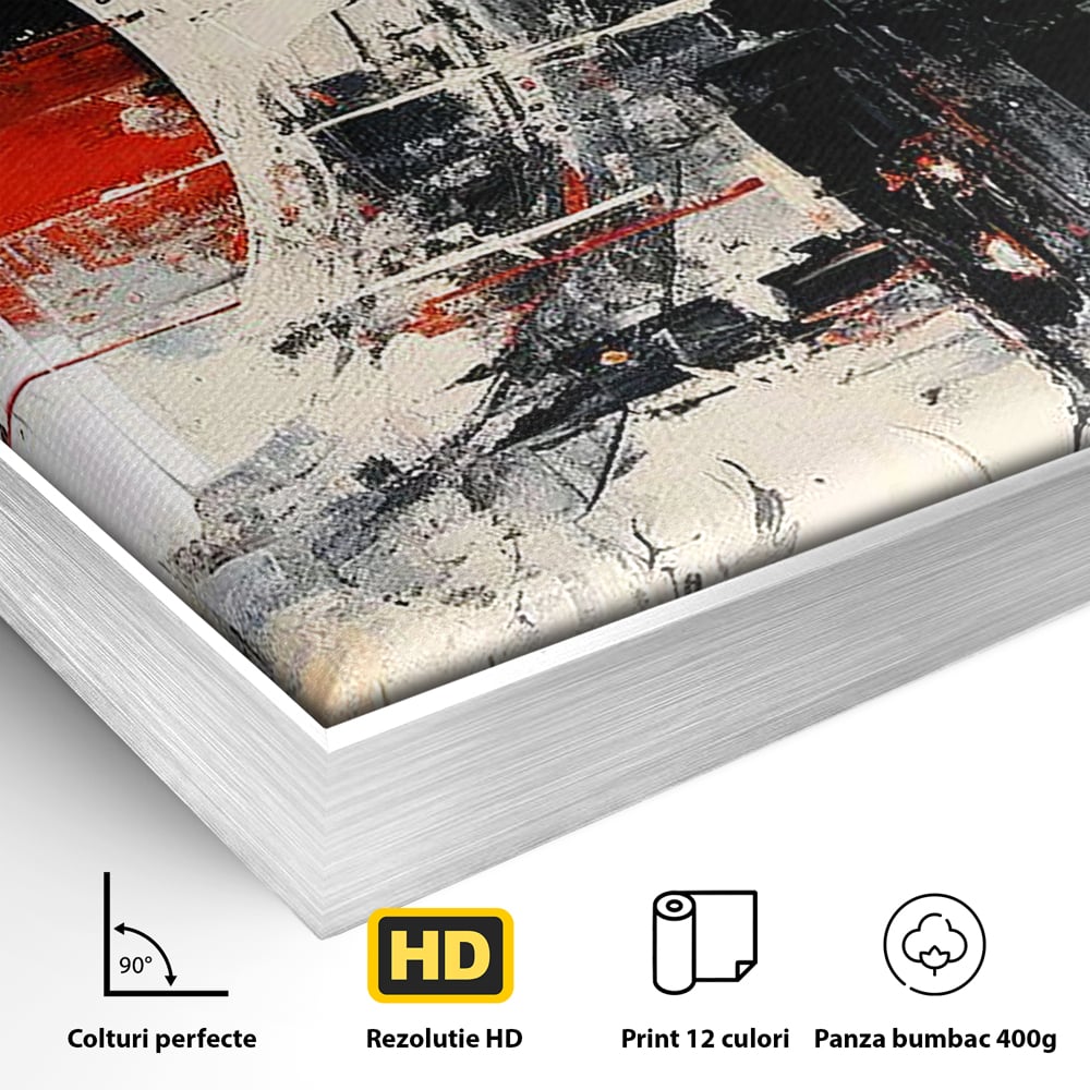 Tablou Canvas Premium, LuxCanva® C1270, Nucleu rosu, Geometrie, Culori, Impact, Structuri, Tensiune, Intersectie, Arhitectura, Liniste, Haos, Fragmente, Colorat, Birou, Living, Dormitor
