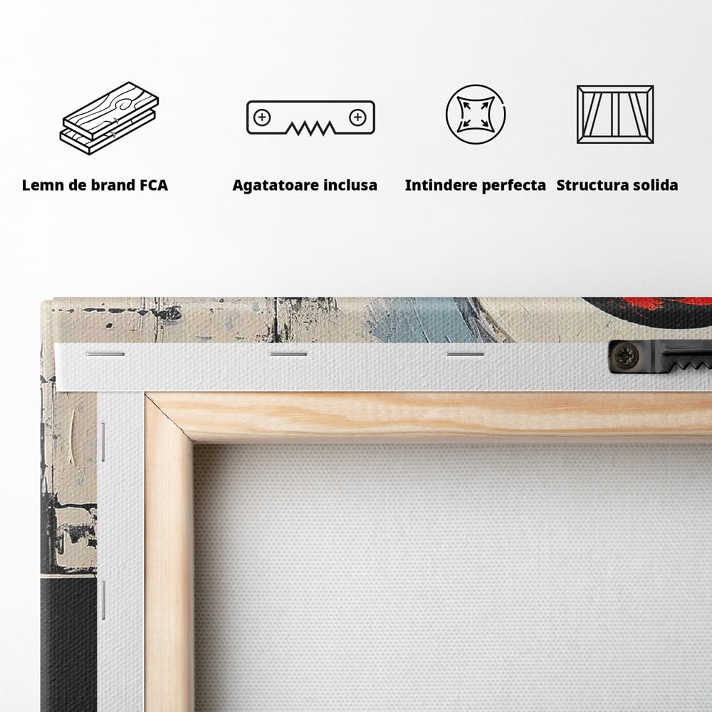 Tablou Canvas Premium, LuxCanva® C1270, Nucleu rosu, Geometrie, Culori, Impact, Structuri, Tensiune, Intersectie, Arhitectura, Liniste, Haos, Fragmente, Colorat, Birou, Living, Dormitor