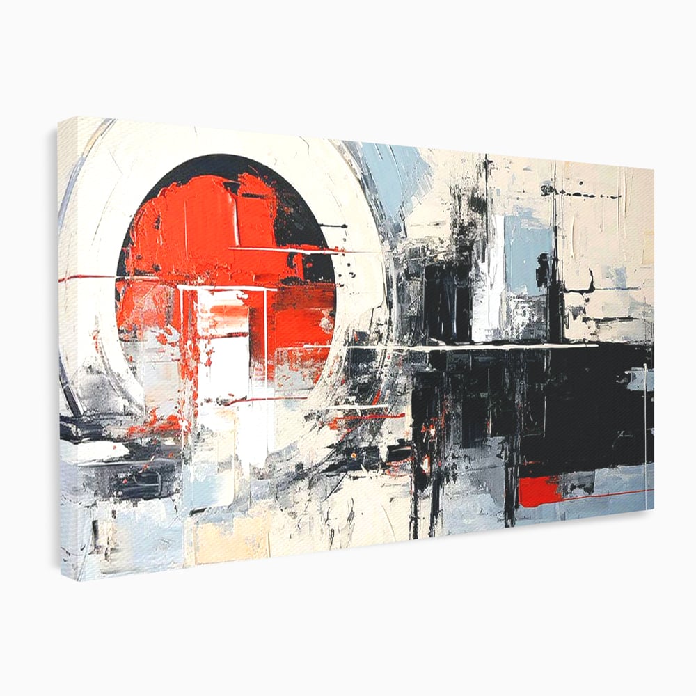 Tablou Canvas Premium, LuxCanva® C1270, Nucleu rosu, Geometrie, Culori, Impact, Structuri, Tensiune, Intersectie, Arhitectura, Liniste, Haos, Fragmente, Colorat, Birou, Living, Dormitor