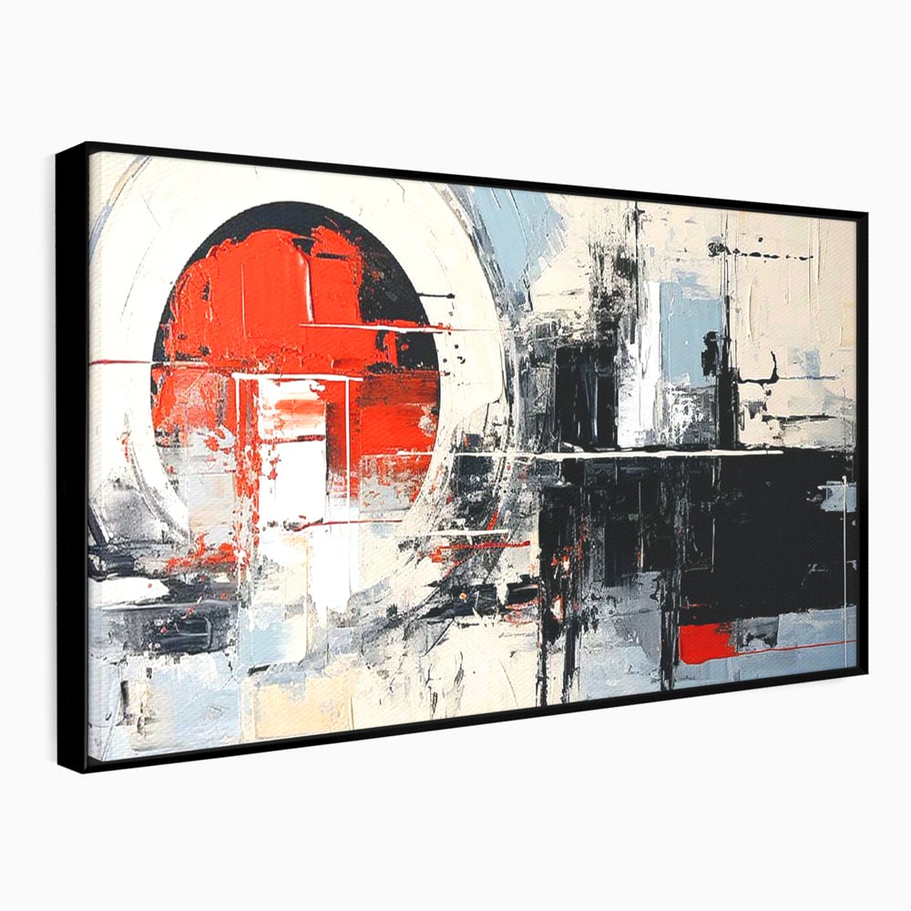Tablou Canvas Premium, LuxCanva® C1270, Nucleu rosu, Geometrie, Culori, Impact, Structuri, Tensiune, Intersectie, Arhitectura, Liniste, Haos, Fragmente, Colorat, Birou, Living, Dormitor