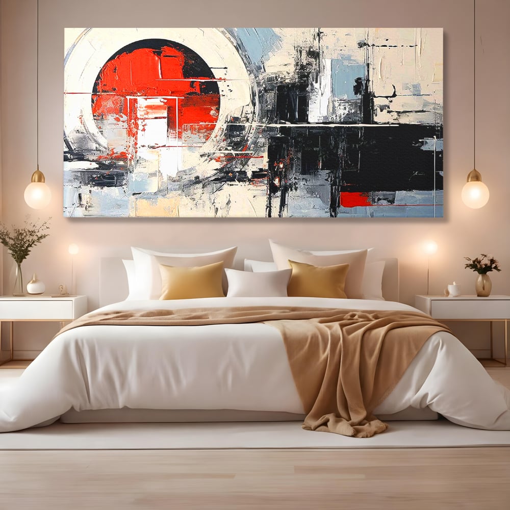 Tablou Canvas Premium, LuxCanva® C1270, Nucleu rosu, Geometrie, Culori, Impact, Structuri, Tensiune, Intersectie, Arhitectura, Liniste, Haos, Fragmente, Colorat, Birou, Living, Dormitor