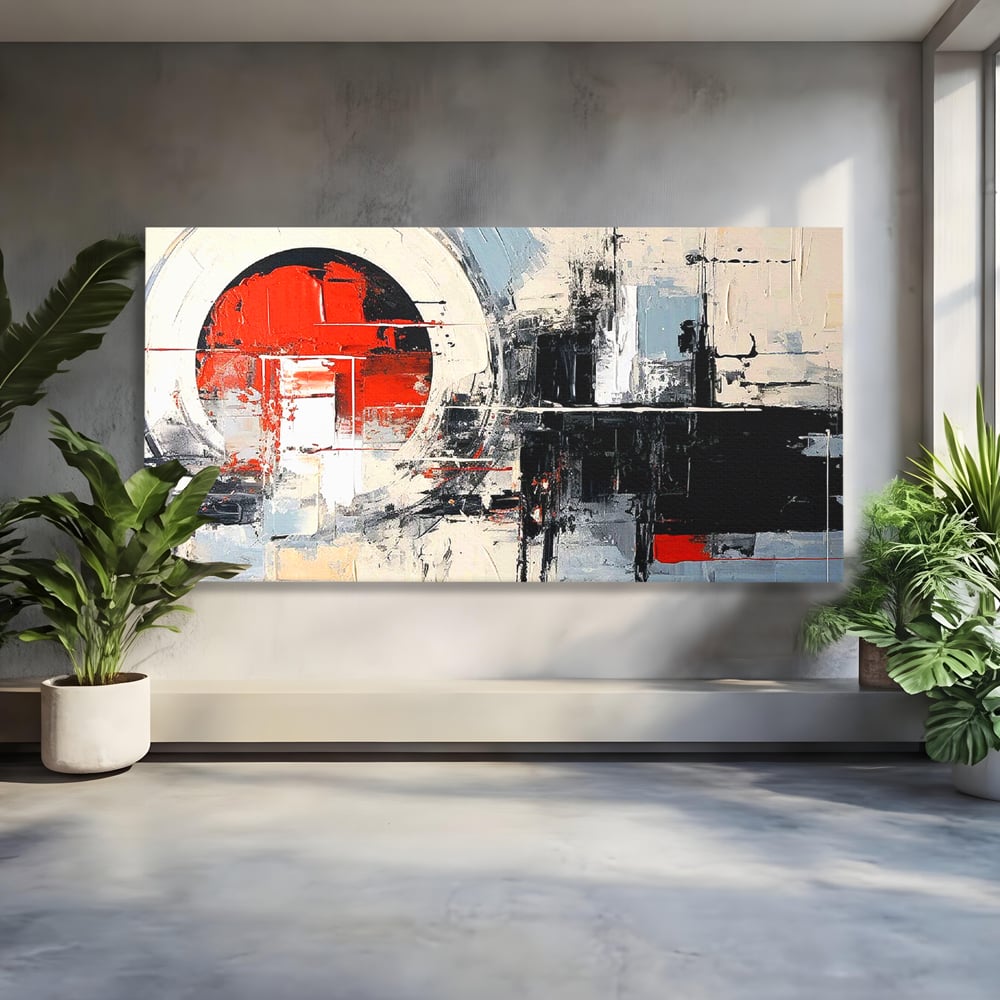 Tablou Canvas Premium, LuxCanva® C1270, Nucleu rosu, Geometrie, Culori, Impact, Structuri, Tensiune, Intersectie, Arhitectura, Liniste, Haos, Fragmente, Colorat, Birou, Living, Dormitor