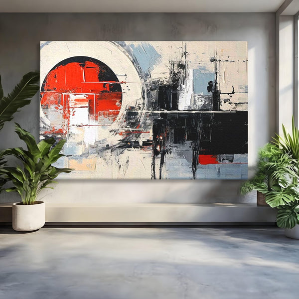 Tablou Canvas Premium, LuxCanva® C1270, Nucleu rosu, Geometrie, Culori, Impact, Structuri, Tensiune, Intersectie, Arhitectura, Liniste, Haos, Fragmente, Colorat, Birou, Living, Dormitor
