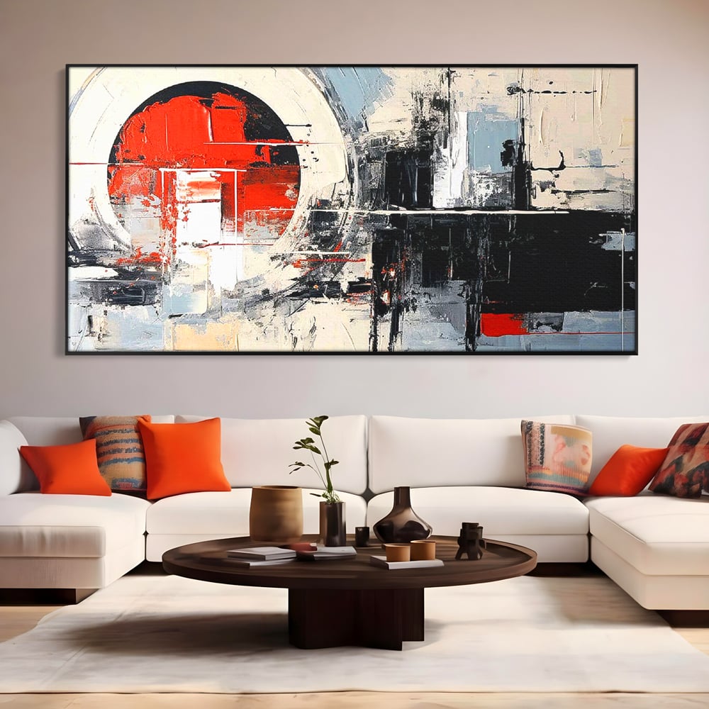 Tablou Canvas Premium, LuxCanva® C1270, Nucleu rosu, Geometrie, Culori, Impact, Structuri, Tensiune, Intersectie, Arhitectura, Liniste, Haos, Fragmente, Colorat, Birou, Living, Dormitor