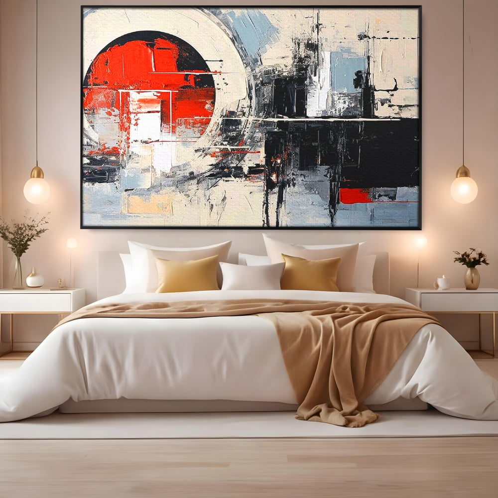 Tablou Canvas Premium, LuxCanva® C1270, Nucleu rosu, Geometrie, Culori, Impact, Structuri, Tensiune, Intersectie, Arhitectura, Liniste, Haos, Fragmente, Colorat, Birou, Living, Dormitor