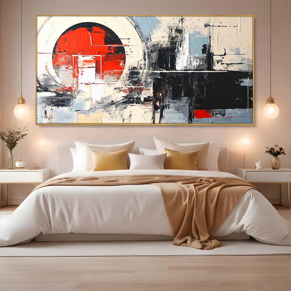 Tablou Canvas Premium, LuxCanva® C1270, Nucleu rosu, Geometrie, Culori, Impact, Structuri, Tensiune, Intersectie, Arhitectura, Liniste, Haos, Fragmente, Colorat, Birou, Living, Dormitor