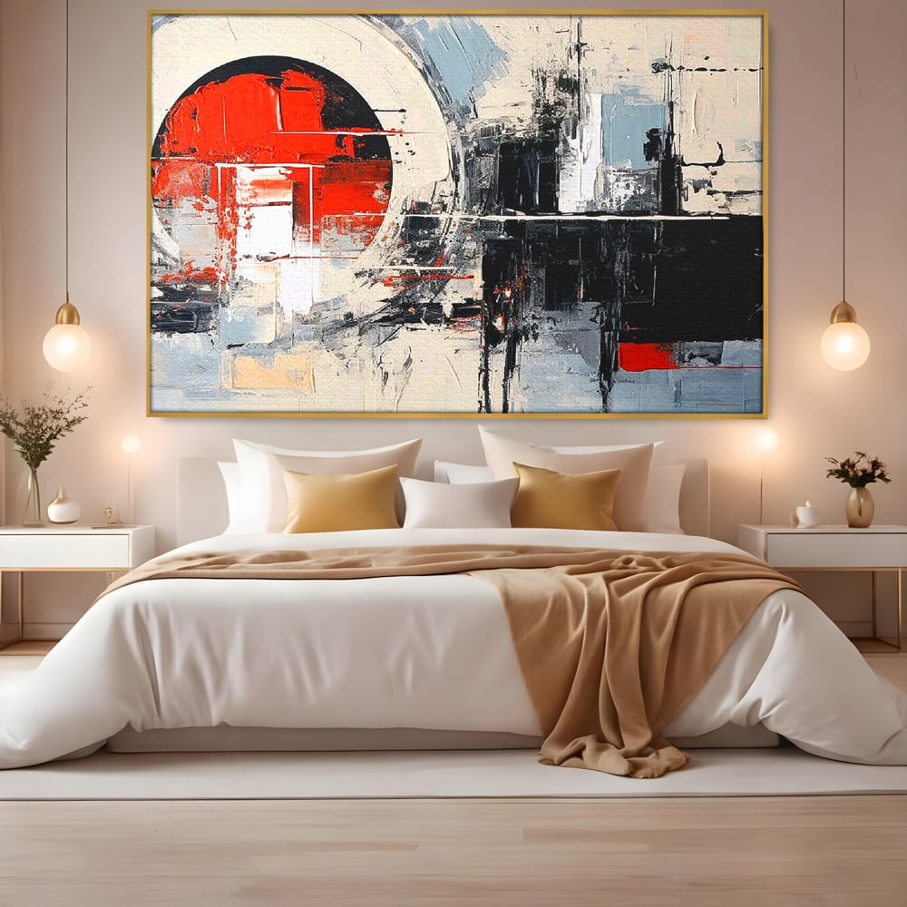 Tablou Canvas Premium, LuxCanva® C1270, Nucleu rosu, Geometrie, Culori, Impact, Structuri, Tensiune, Intersectie, Arhitectura, Liniste, Haos, Fragmente, Colorat, Birou, Living, Dormitor