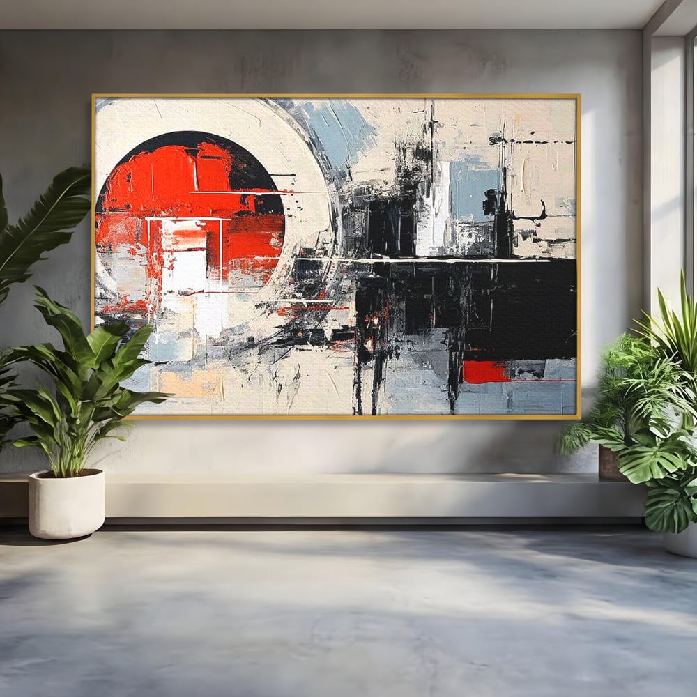 Tablou Canvas Premium, LuxCanva® C1270, Nucleu rosu, Geometrie, Culori, Impact, Structuri, Tensiune, Intersectie, Arhitectura, Liniste, Haos, Fragmente, Colorat, Birou, Living, Dormitor