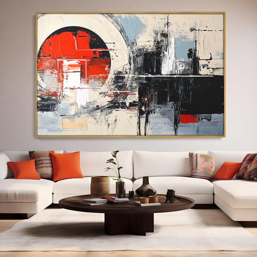 Tablou Canvas Premium, LuxCanva® C1270, Nucleu rosu, Geometrie, Culori, Impact, Structuri, Tensiune, Intersectie, Arhitectura, Liniste, Haos, Fragmente, Colorat, Birou, Living, Dormitor