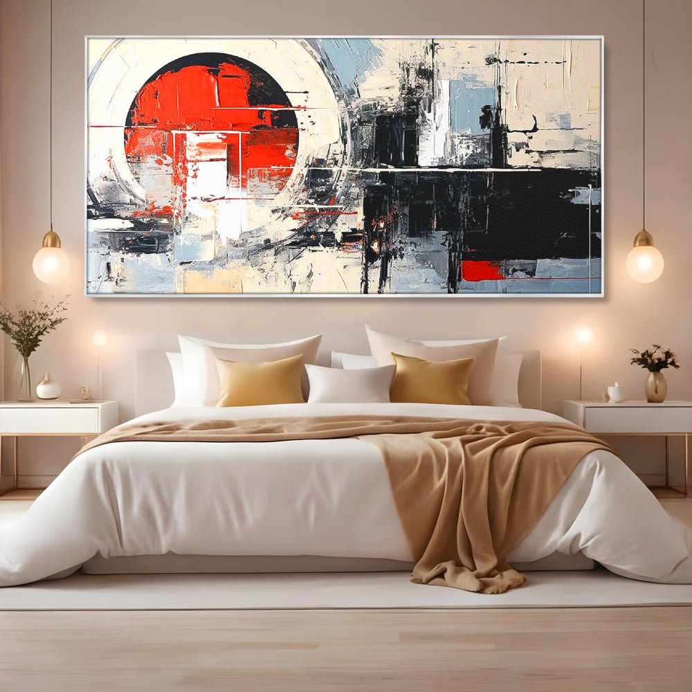 Tablou Canvas Premium, LuxCanva® C1270, Nucleu rosu, Geometrie, Culori, Impact, Structuri, Tensiune, Intersectie, Arhitectura, Liniste, Haos, Fragmente, Colorat, Birou, Living, Dormitor
