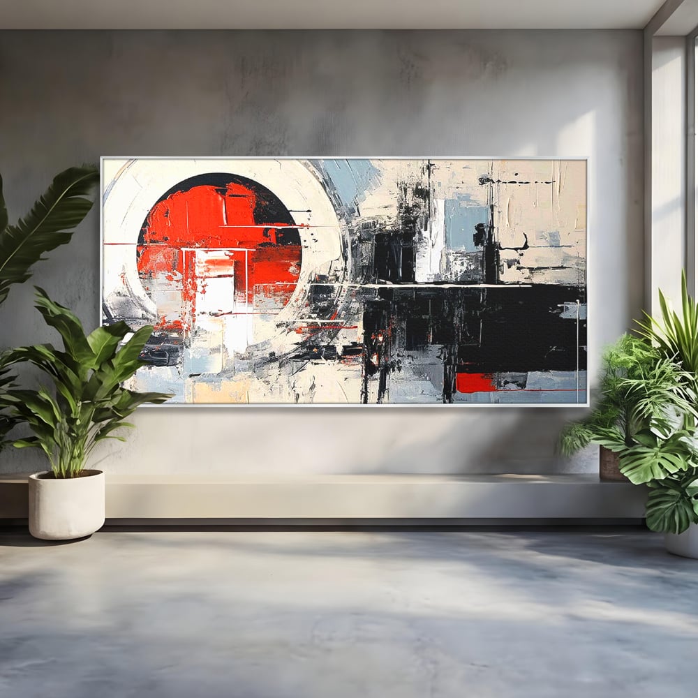 Tablou Canvas Premium, LuxCanva® C1270, Nucleu rosu, Geometrie, Culori, Impact, Structuri, Tensiune, Intersectie, Arhitectura, Liniste, Haos, Fragmente, Colorat, Birou, Living, Dormitor