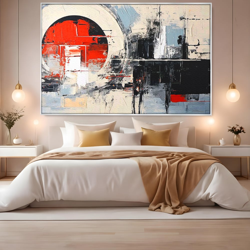 Tablou Canvas Premium, LuxCanva® C1270, Nucleu rosu, Geometrie, Culori, Impact, Structuri, Tensiune, Intersectie, Arhitectura, Liniste, Haos, Fragmente, Colorat, Birou, Living, Dormitor