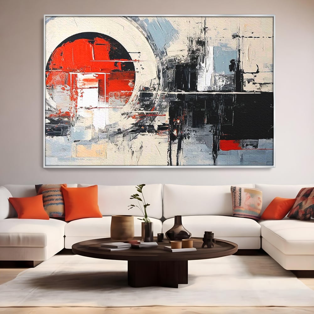 Tablou Canvas Premium, LuxCanva® C1270, Nucleu rosu, Geometrie, Culori, Impact, Structuri, Tensiune, Intersectie, Arhitectura, Liniste, Haos, Fragmente, Colorat, Birou, Living, Dormitor