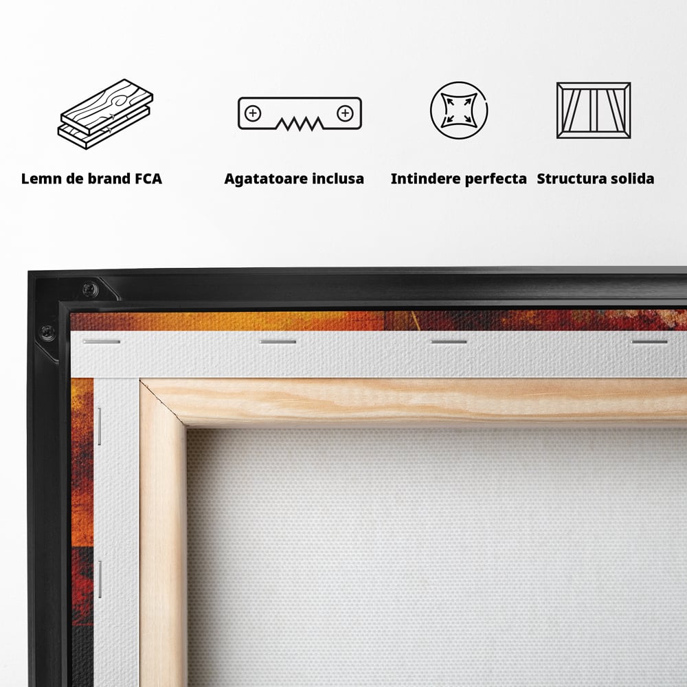 Tablou Canvas Premium, LuxCanva® C1271, Cercul focului, Geometrie, Culori, Cromatic, Joc, Univers, Emotie, Tensiune, Caldura, Flux, Transformare, Metamorfoza, Dorinta, Birou, Living, Dormitor