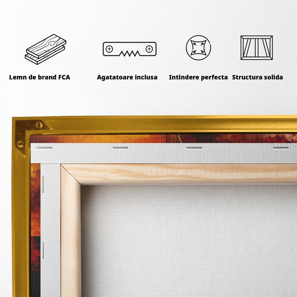 Tablou Canvas Premium, LuxCanva® C1271, Cercul focului, Geometrie, Culori, Cromatic, Joc, Univers, Emotie, Tensiune, Caldura, Flux, Transformare, Metamorfoza, Dorinta, Birou, Living, Dormitor