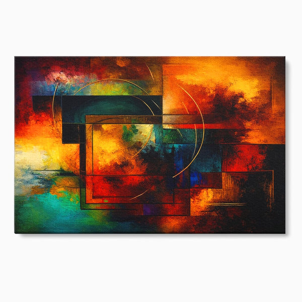 Tablou Canvas Premium, LuxCanva® C1271, Cercul focului, Geometrie, Culori, Cromatic, Joc, Univers, Emotie, Tensiune, Caldura, Flux, Transformare, Metamorfoza, Dorinta, Birou, Living, Dormitor