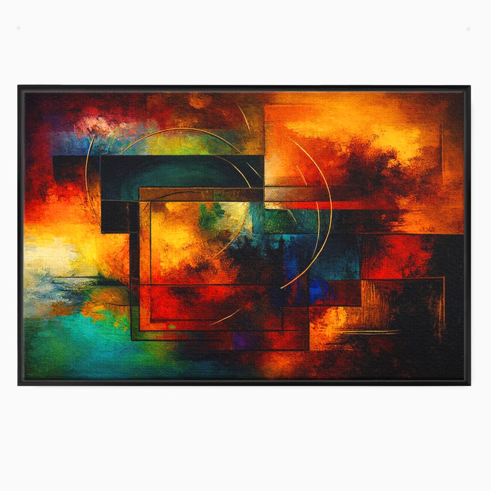 Tablou Canvas Premium, LuxCanva® C1271, Cercul focului, Geometrie, Culori, Cromatic, Joc, Univers, Emotie, Tensiune, Caldura, Flux, Transformare, Metamorfoza, Dorinta, Birou, Living, Dormitor
