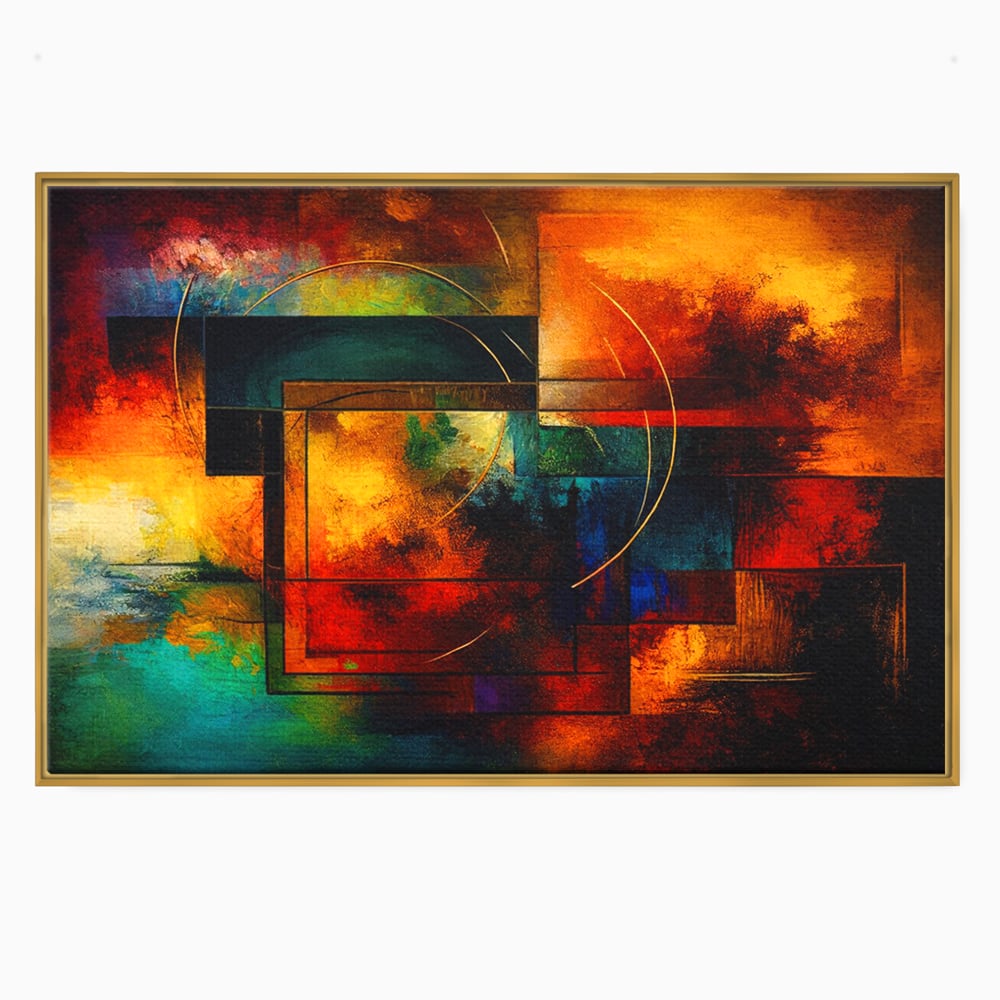 Tablou Canvas Premium, LuxCanva® C1271, Cercul focului, Geometrie, Culori, Cromatic, Joc, Univers, Emotie, Tensiune, Caldura, Flux, Transformare, Metamorfoza, Dorinta, Birou, Living, Dormitor